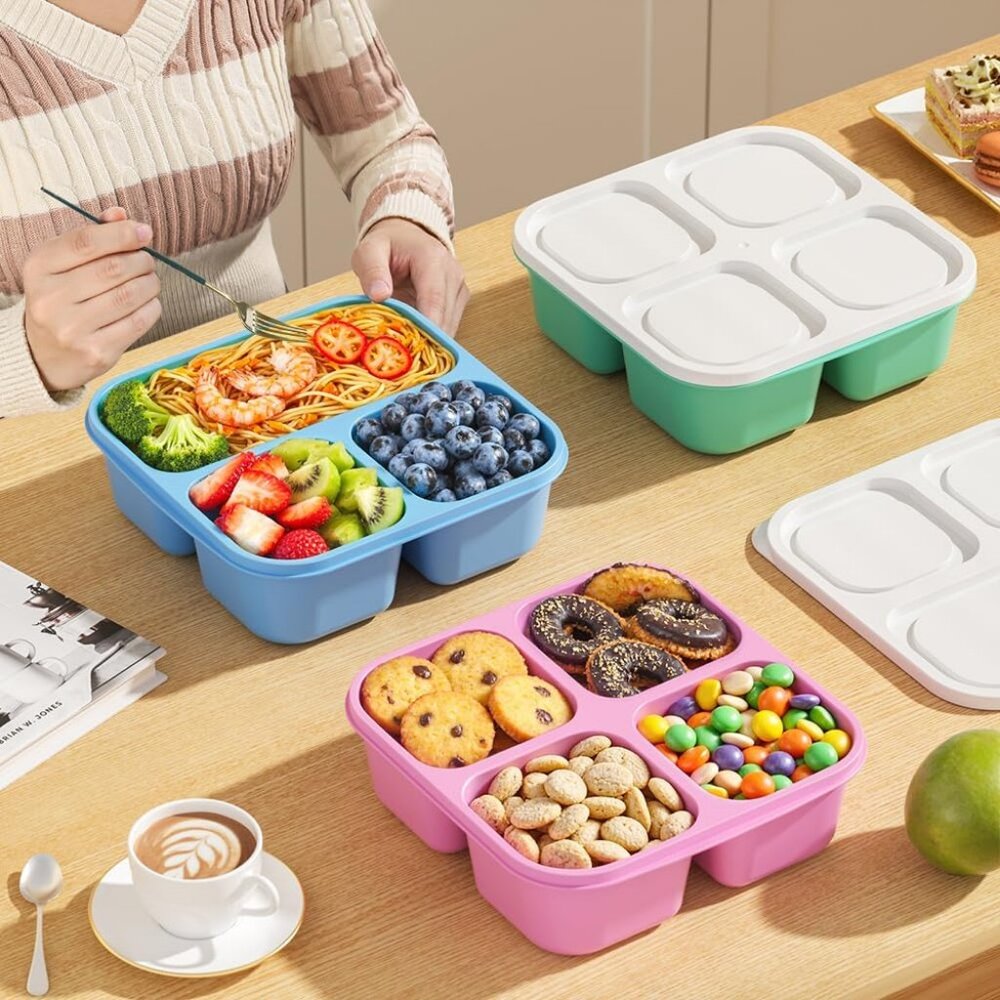 2/$10 Bento Container Set, Reusable Compartment Meal Prep Snack Containers - Picture 3 of 6